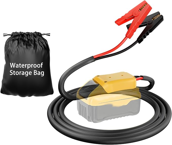 Jumper Cables with Adapter for Dewalt 20V Battery, 2FT 8AWG Portable Battery Dewalt Jumper Starter Automotive Booster Cables Power for Car Jump Starting Using Tool