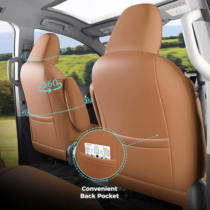 Customized for Toyota Sienna Seat Covers 2011-2020 Sienna 8 Seats 3 Row, Leather Car Seat Covers Waterproof Seat Covers Full Set for Cars, Car Seat Protectors, Airbag Compatible(Brown)
