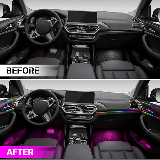 Dreamcolor Acrylic Interior Car Lights, WEBUPAR Car Accessories 18 in 1 Car LED Strip Lights with APP Control and 213 Modes, 175 inches 593 LEDs Fiber Optic Lights, RGB Neon Light Kits