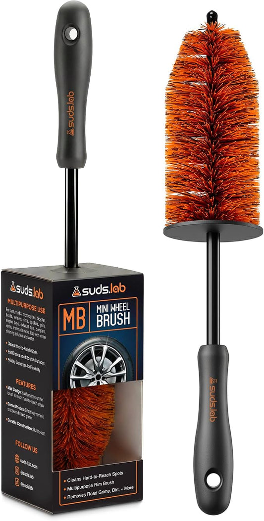 Sudslab Mini Wheel Cleaning Brush – Durable Multipurpose Rim Brush for Cars, Trucks, Motorcycles, Bicycles, Boats, Rims, Exhaust Tips, – Mini Design, Dense Bristles, All Surface Cleaner