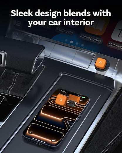 OTTOCAST Mini Cube 3.0 Wireless CarPlay & Android Auto Adapter 2026– Plug & Play, Fast Auto-Reconnect (Orange)