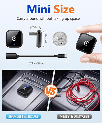 Wireless CarPlay Adapter for iPhone & Android, 2 in 1 CarPlay Wireless Adapter & Android Auto Wireless Adapter, USB C Wireless CarPlay Adapter, Plug & Play for Factory Wired CarPlay Cars