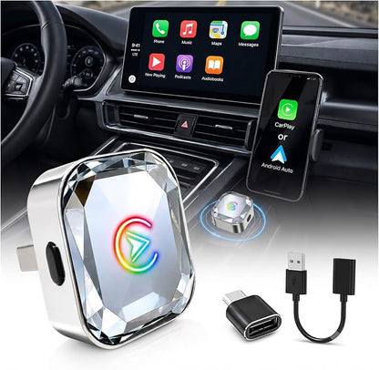2 in 1 Wireless CarPlay and Android Auto Adapter for Vauxhall Ampera-E 2017-2022, Mini Dongle with Dual Connection and Auto Reconnect