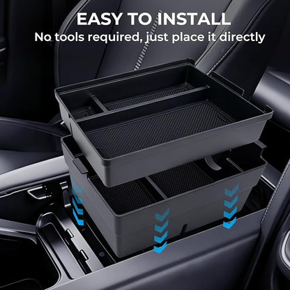Double Layer Center Console Organizer Tray Storage Box for Lexus TX TX350/TX500h/TX550h+ 2026 2025 2024, Interior Accessories Armrest Insert Tray for 2024-2026 TX 350 500h 550h+, Black