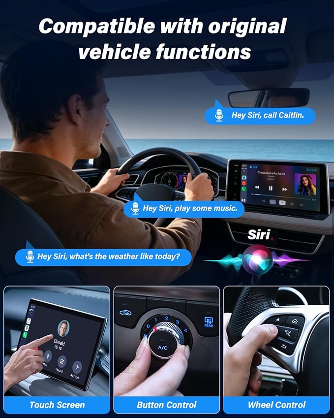 Wireless CarPlay Adapter, Dual System iOS10+ Android11+, One-Click Disconnect, Metal Fast Heat Dissipation, HD Video Playback, Latest WiFi Bluetooth, Fast Connect, Plug and Play