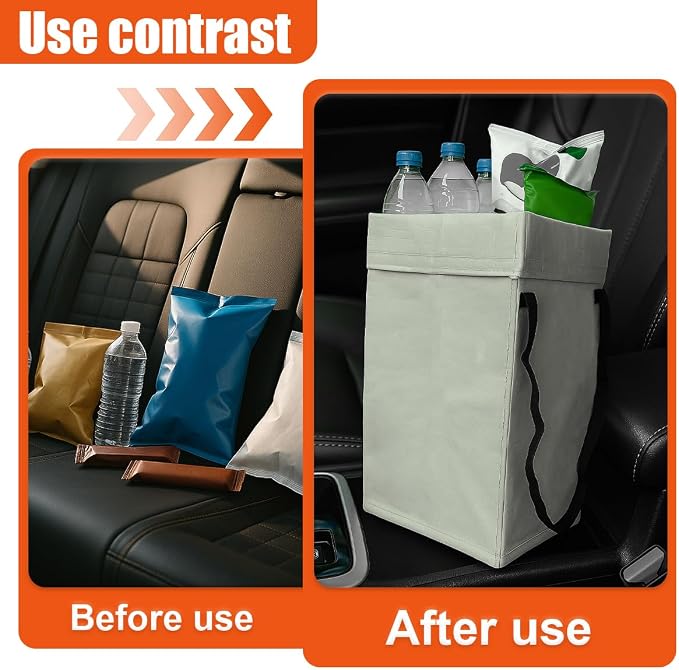 YoRise Foldable Car Trash Can, Multipurpose Waterproof Auto Back Seat Hanging Garbage Organizer, Large Capacity Leak-Proof Vehicle Interior Storage Bag Accessories for Cars, SUVs, Trucks (Gray)