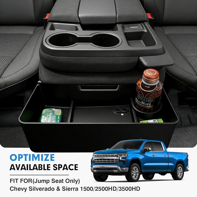Autorder Center Console Hanging Organizer for 2019-2026 Chevy Silverado/GMC Sierra 1500 & 2020-2026 Chevrolet Silverado/Sierra 2500HD 3500HD Accessories - Split-Bench Folding Seat Only