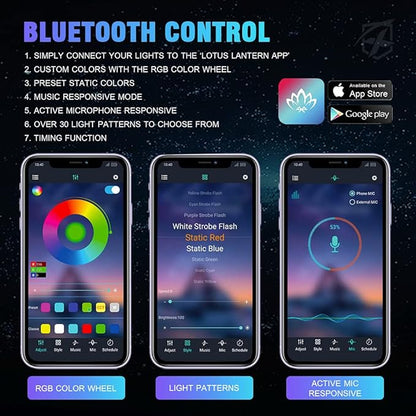 Xprite RGB LED Rock Lights Wide Angle Bluetooth Multicolor Neon Lighting Footwell Underglow Kits w/Wireless Remote, Compatible Jeep Off-Road Trucks Cars UTV ATV SUV RZR Motorcycles Boats 6 Pods