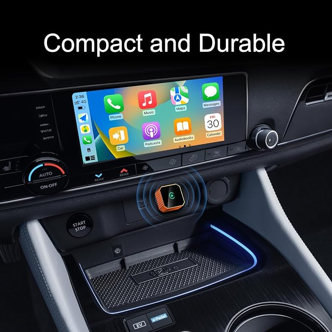 2026 Upgraded Mini Wireless CarPlay Adapter for Android Auto & Apple CarPlay, Plug & Play, Fast and Auto Connect, No Latency 2 in 1 Car Play Wireless Adapter for iPhone iOS 10+ & Android 11+