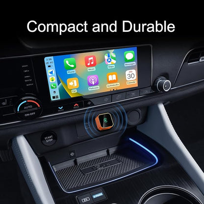 2026 Upgraded Mini Wireless CarPlay Adapter for Android Auto & Apple CarPlay, Plug & Play, Fast and Auto Connect, No Latency 2 in 1 Car Play Wireless Adapter for iPhone iOS 10+ & Android 11+