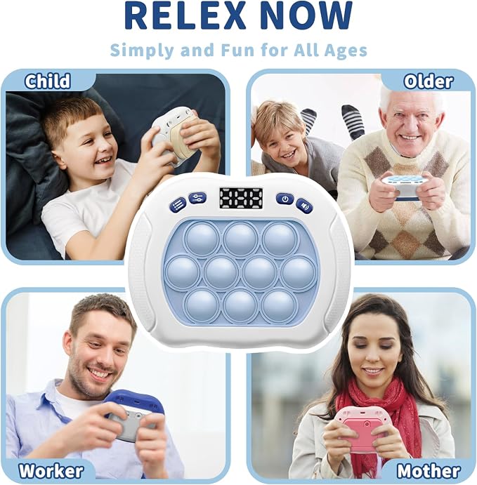 Intoypad Pop Game Light Up Fidget Toy for Kids, 6 Modes LED Screen Quick Push Controller Electric Fidget Popper Game Quick Push Bubble Sensory Games Birthday Toys for Kids Lightblue