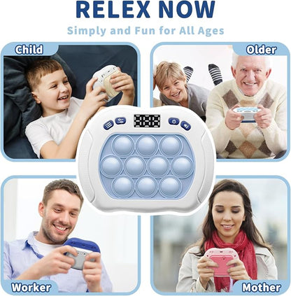 Intoypad Pop Game Light Up Fidget Toy for Kids, 6 Modes LED Screen Quick Push Controller Electric Fidget Popper Game Quick Push Bubble Sensory Games Birthday Toys for Kids Lightblue