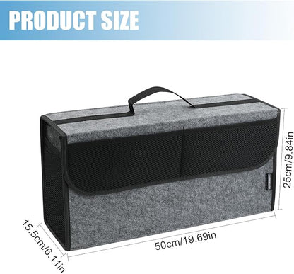 Car Trunk Organizer,Soft Felt Car Bag Organizer 20x6.11x10 inch Folding,for Honda CRV/for Civic/for Accord Ford/for Focus Fusion/for Toyota RAV4/for Jeep SUV/Truck/Sedan(Gray)