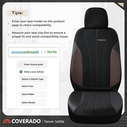 Coverado Car Seat Covers Front Seats, Luxury Seat Covers Full Set, Mesh Breathable Seat Protectors, 2 Seats Driver Seat Covers, Universal Fit for SUV, Sedan, Truck