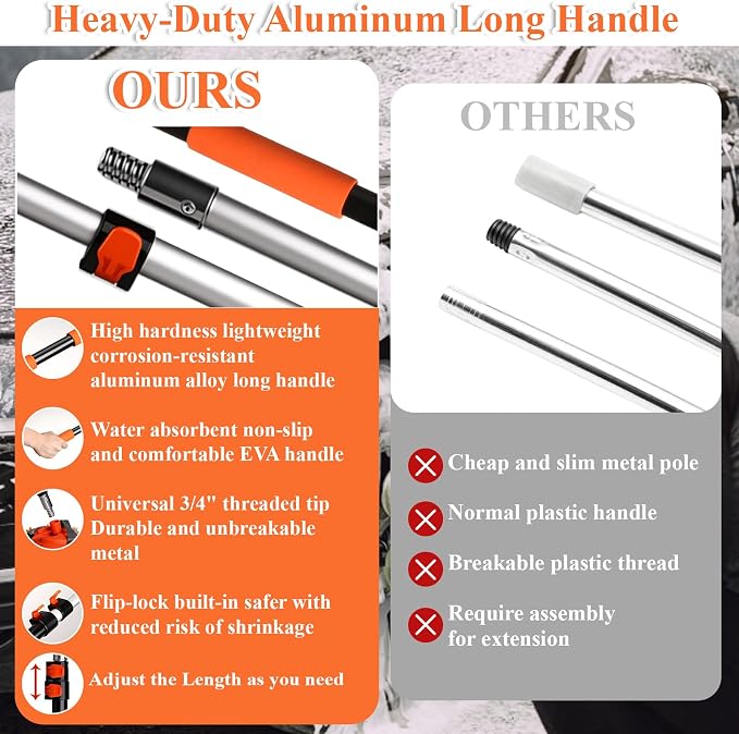 21Pcs Car Wash Kit with 60" Heavy-Duty Extension Pole, Soft Car Wash Brush, Wheel & Tire Brush, Scratch-Free Car Mop Mitt & Window Squeegee, Detailing Tool for Car Exterior & Interior Cleaning