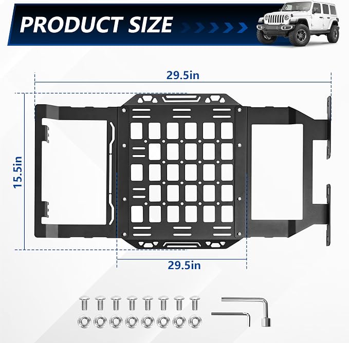 sukemichi Hard Top Roof Rack Molle Panel for Jeep Wrangler JL JLU & Gladiator JT 2018-2026 Accessories, Storage Organizer Cargo Rack, Mounting Mobile Radio Tactical Pouch Flashlight Tool Bag, Steel