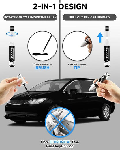 Brilliant Black Crystal(PXR/AXR) Touch Up Paint Compatible with Chrysler Exact Match 2 in 1 Touch up Paint for Chips and Nicks Repair with 2pcs Disposable Micro Applicators