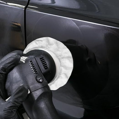 Bonsicoky 6 PCS Car Polishing Bonnet Buffing Pad Cotton Buffing Pad Cover for 5" - 6" Car Polisher, White