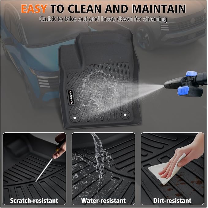 All Weather Car Floor Mats Cargo Liner with Backrest Mat for 2025 2026 Nissan Kicks SV/SR 2-Row, TPE Rubber Floor Liners Full Set Automotive Mats for 2025 2026 Nissan Kicks Accessories