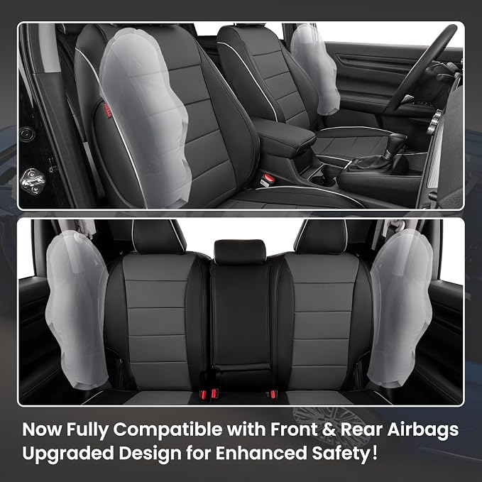 EKR CRV Seat Covers Custom Fit for Honda CRV 2023 2024 2025 2026 Leather Car Seat Cover Full Set for Trucks SUV,Waterproof Car Seat Cushion,Faux Leather (Black/Gray)