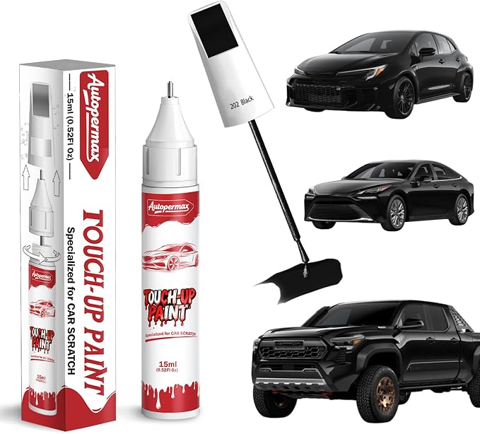 202 Black Car Touch Up Paint for Toyota, Color Accurate Two-In-One Car Paint Scratch Repair Pen, Professional Scratch Remover for Vehicles Chips and Nicks Scuff