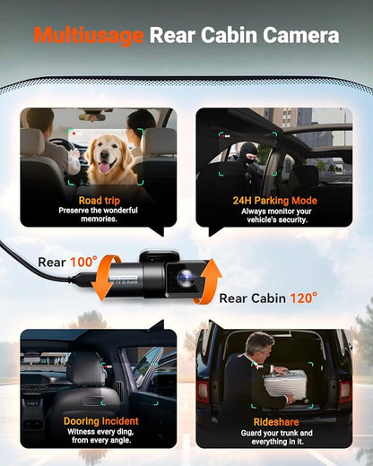 Vantrue N5S 4 Channel 360 Degree 2.7K Dash Cam, 4CH STARVIS 2 Night Vision, 2.7K+1080P*2+1440P Front Rear Inside Dashcam, 24/7 Buffered Parking Mode, WiFi, Voice Control, Dual GPS, Support 1TB Max