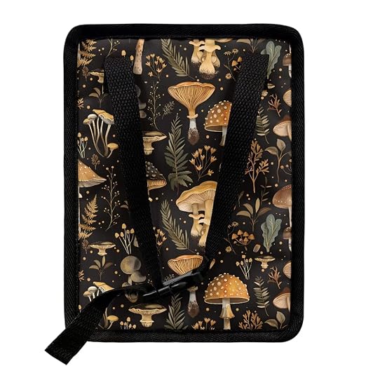 Talayituse Mushroom Leaf Print Car Trash Can, Portable Auto Garbage Bin Multifunctional Vehicle Interior Accessories with Adjustable Straps Universal Fit Truck SUV Sedan