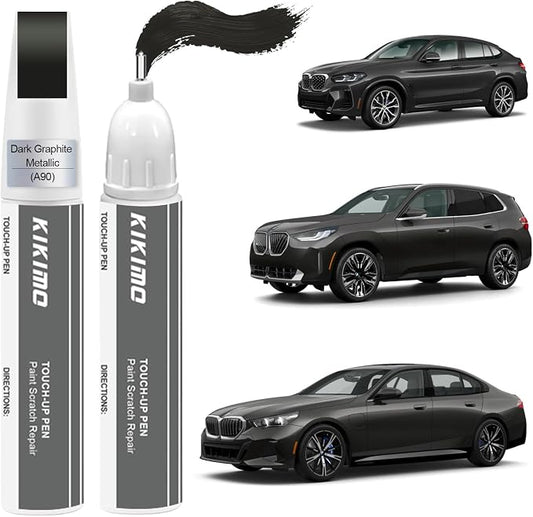 KIKIMO for BMW Touch Up Paint(Dark Graphite Metallic/Sophisto Grey(A90)), Car Paint Repair Kit for BMW, 2 In 1 Scratches Repair with Pen Tip and Brush, Color-Matched for Quick & Easy Fix
