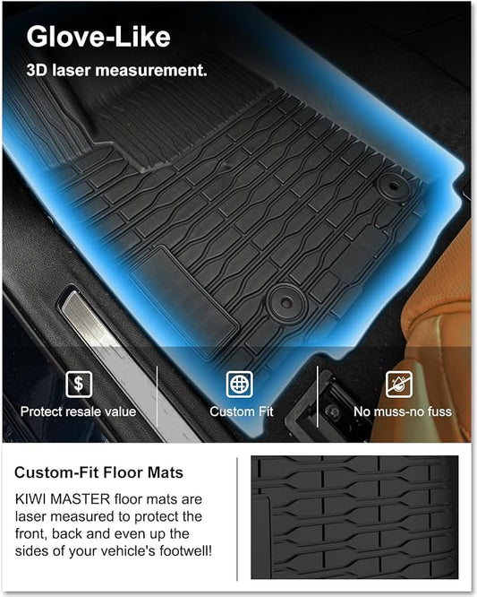 KIWI MASTER Floor Mats for 2022-2026 New Jeep Grand Cherokee/ 4xe, Custom Fit All Weather Car Mats, Heavy Duty TPE Floor Liners, Front & Rear 2 Row, Black