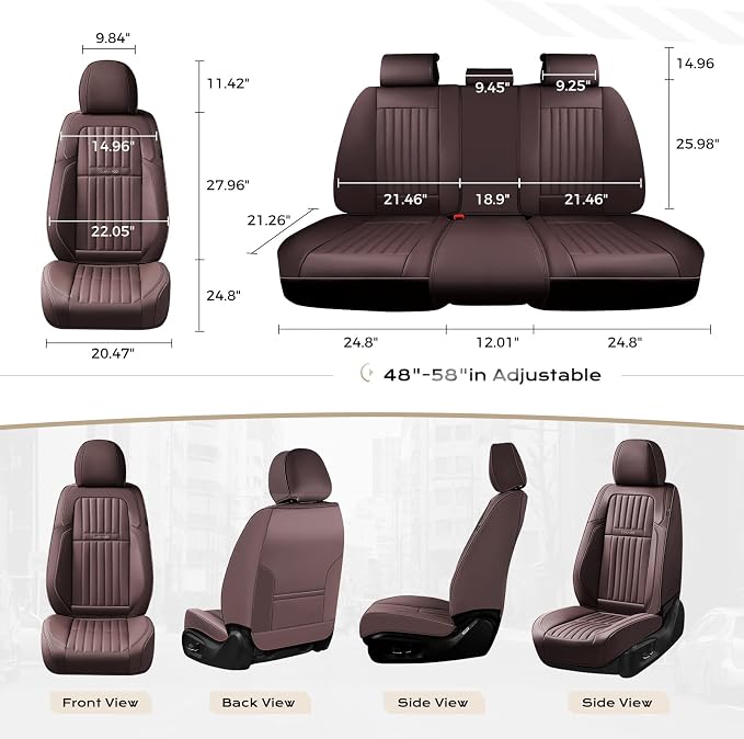 Coverado Car Seat Covers Front Seats, Seat Covers for Cars, Car Seat Protector, 2-Pack Car Seat Cushion Nappa Leather, Waterproof Seat Covers Carseat Cover Universal Fit for Most Cars Trucks(Coffee)