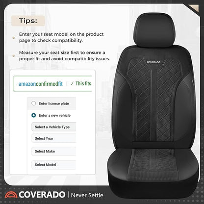 Coverado Car Seat Covers 5 Seats, Seat Covers Full Set, Mesh Breathable Seat Protectors, 5-Piece Spill-Proof Black Automotive Seat Covers, Universal Fit for SUV, Sedan, Truck
