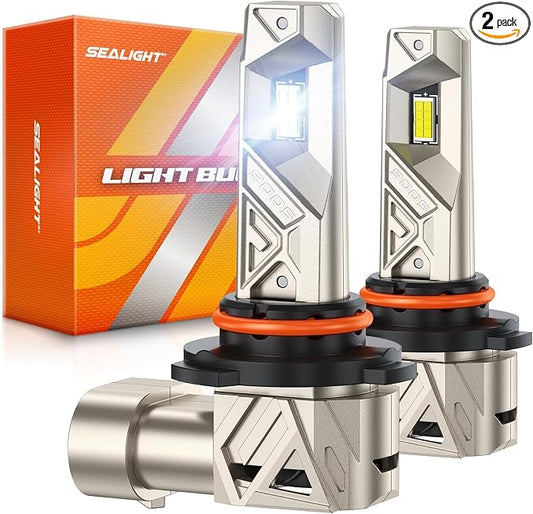 SEALIGHT 9005/HB3 Bulbs, 96,000LM Cool White 6500K, IP68 Waterproof 80000h Long Lifespan, Real 1:1 Size to HB3 Fog Light Bulbs Plug N Play, 99% Compatible Anti Hyper Flashing, Pack of 2
