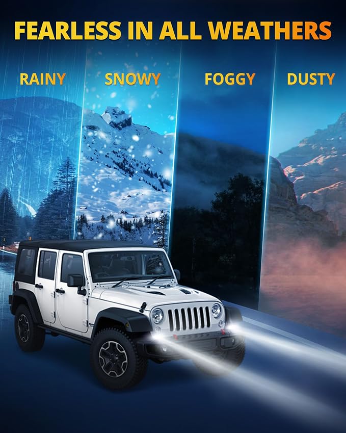 7 Inch LED Light Bar, LED Offroad Fog/Driving Lights, 50W 6000LM Tri-Row Work for Truck Boat Car UTV ATV, 2-Pack (White)