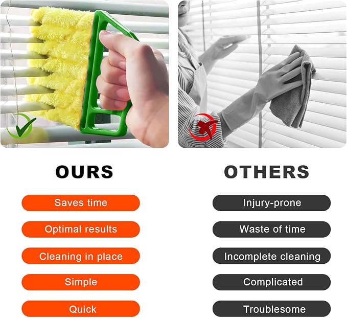 2 PCS Blind Cleaner Duster Tool, 7 Finger Handheld Duster Window Shutters Dusting Cleaner Brush, Washable Mini Blinds Dust Cleaning Tools for Car Air Conditioner Vent (Blue+Green)