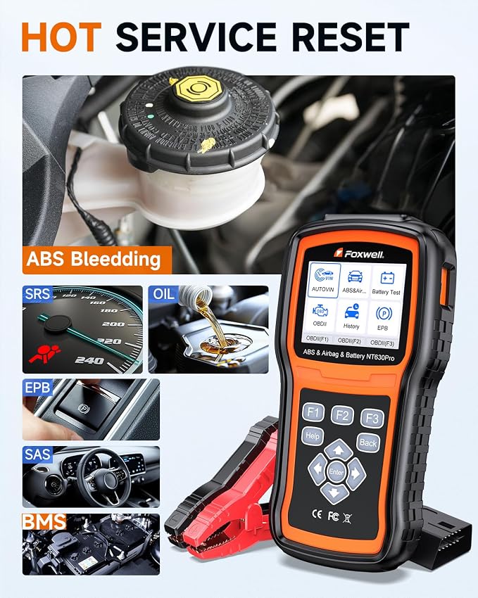2026 2-in-1 FOXWELL NT630 Pro ABS SRS Scan Tool & Battery Tester, Upgraded from NT630 Plus, OBD2 Scanner with 12V Battery Load Analyzer(100-3000CCA), ABS Bleed, BMS/Oil/SAS/EPB Reset, Live Data