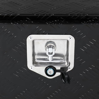 36“L x 17" W x 18" H Aluminum Underbody Truck Toolbox with Lock | Waterproof Square Truck Storage Organizer Chest for Pick Up Truck Bed, RV Trailer, Van, Black Tool Box