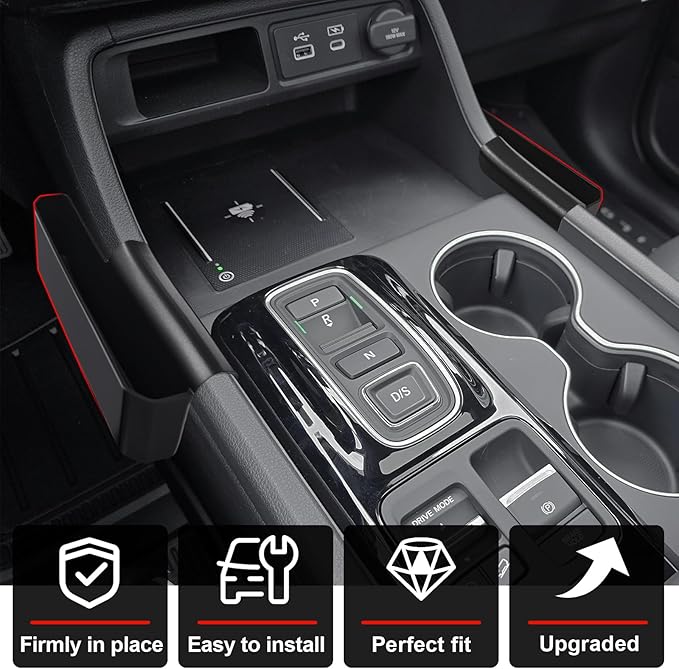 Muslogy For 2023+ Pilot Center Console Organizer & Shifter Storage Box Compatible with 2026 2025 2024 2023 Honda Pilot ABS Material Console Side Organizer Left & Right Set Console Inserts Storage