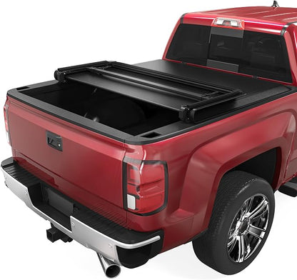 oEdRo Upgraded Tri-Fold Truck Bed Tonneau Cover Compatible with 2014-2018 Chevy Silverado/GMC Sierra 1500 5.8 Feet Bed, Fleetside