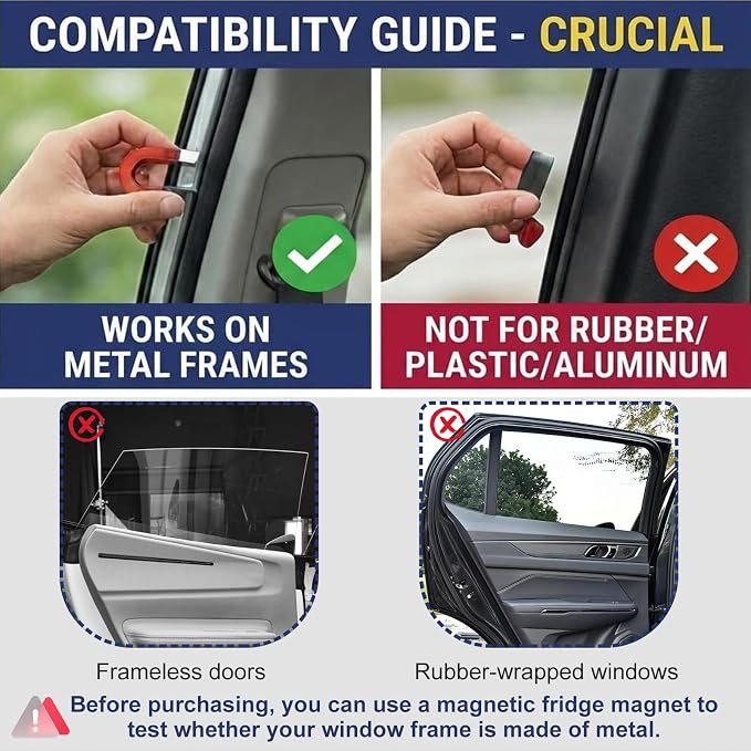 XCBYT Magnetic Car Window Shades for Rear Side Windows, 2 Pack Reflective Silver & Black Privacy Sun Shades, Universal Heat Blocking Car Curtains for Travel, Camping & Back Seat Comfort