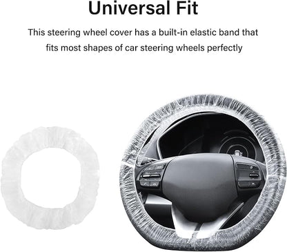 100PCS Disposable Steering Wheel Covers,Disposable Steering Wheel Protector with Elastic for Avoiding Scuffs & Scratches,Universal Car Steering Wheel Cover Car Accessories