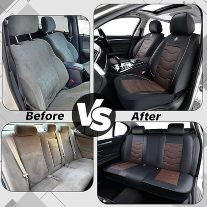 Car Seat Covers, Universal Fit for Most Vehicles, Waterproof Leather, Pet-Friendly Car Seat Covers, 5-Piece Complete Set, Protects Car Seats, Upgrades Interior, Airbag Compatible