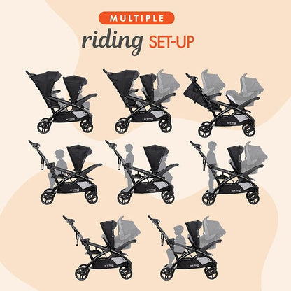 Baby Trend Sit N' Stand Double Stroller 2.0 DLX with 5 Point Safety Harness and EZ-Lift Plus Lightweight Infant Car Seat with Cozy Cover, Magnolia