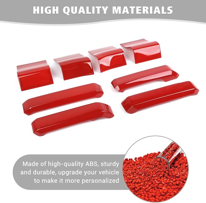 Jimen Compatible with Ford F150 4 Door 2015-2020, 8PCS Inner Door Handle Cover Trim Kits (Red)