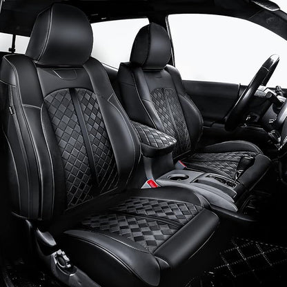 Carlimeki Tacoma Seat Covers Custom Fit for 2005 2006 2007 2008 2009 2010 2011 2012 2013 2014 2015 Crew Cab 2nd Gen Tacoma Base, PreRunner, TRD Pro - Center Console Armrest Covers - Fully Covered