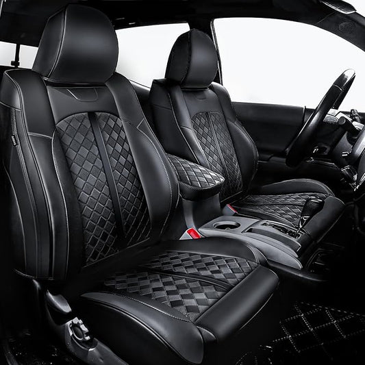 Carlimeki Tacoma Seat Covers Custom Fit for 2005 2006 2007 2008 2009 2010 2011 2012 2013 2014 2015 Crew Cab 2nd Gen Tacoma Base, PreRunner, TRD Pro - Center Console Armrest Covers - Fully Covered