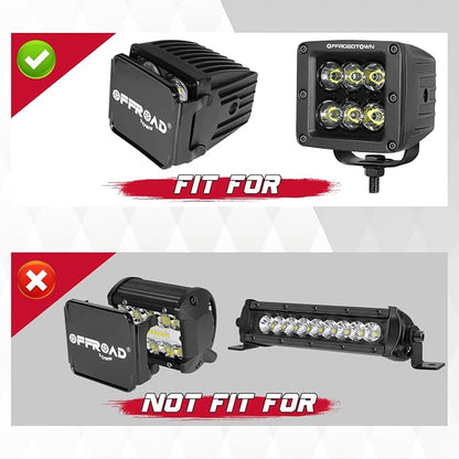 OFFROADTOWN LED Cube Lights Covers 2PCS 3 Inch Black Square LED Pods Covers Offroad Light Covers Polycarbonate Lens Protective Light Bar Cover for LED Pod Ditch Fog Light Pods Covers