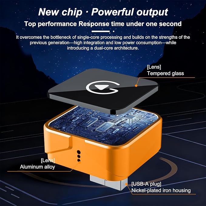 Wireless CarPlay Adapter, 2026 Upgraded Wired to Wireless for Apple CarPlay & Android Auto, USB-C/Type-C, Car Play Adapter, Plug and Play, Stable Connection & No Latency (Orange)
