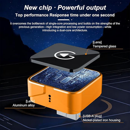 Wireless CarPlay Adapter, 2026 Upgraded Wired to Wireless for Apple CarPlay & Android Auto, USB-C/Type-C, Car Play Adapter, Plug and Play, Stable Connection & No Latency (Orange)