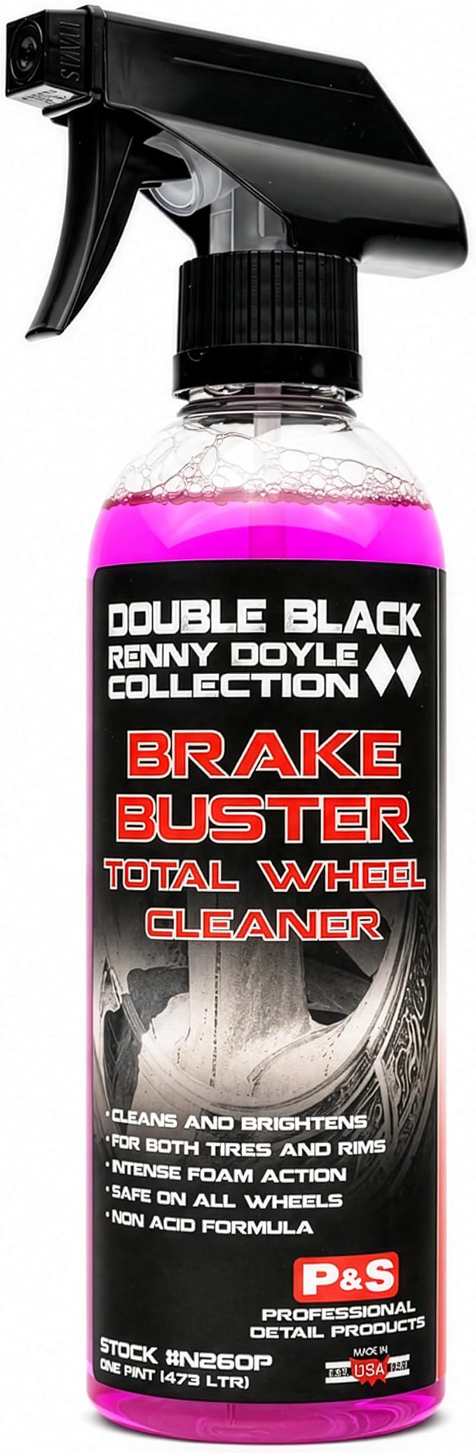 P&S Professional Detail Products - Brake Buster Wheel Cleaner - Non Acid, Removes Brake Dust, Oil, Dirt, Light Corrosion (1 Pint)
