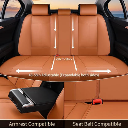 FLORICH Seat Covers, Car Seat Covers Full Set, Luxury Nappa Leather Seat Covers, Breathable and Waterproof Car Seat Protector 5 Seat, Automotive Seat Covers Universal Fit for Most Cars-Brown